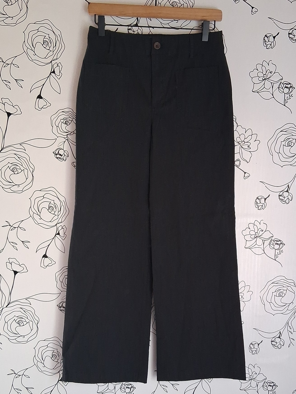 J.Crew Lizzie Wide Leg Black Pants 26P Cotton Linen Blend